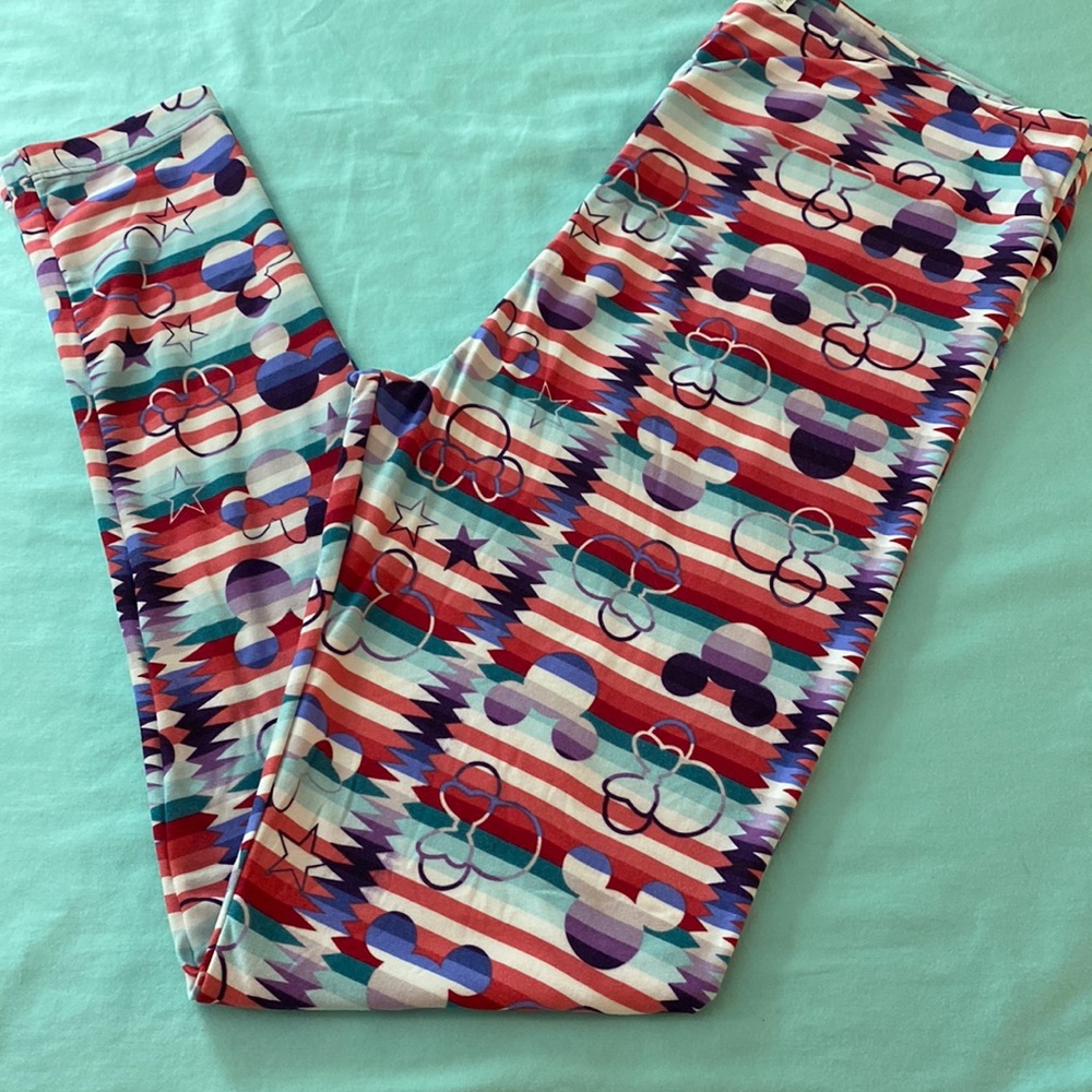 COPY - Striped Mickey & Minnie Head LuLaRoe Leggings